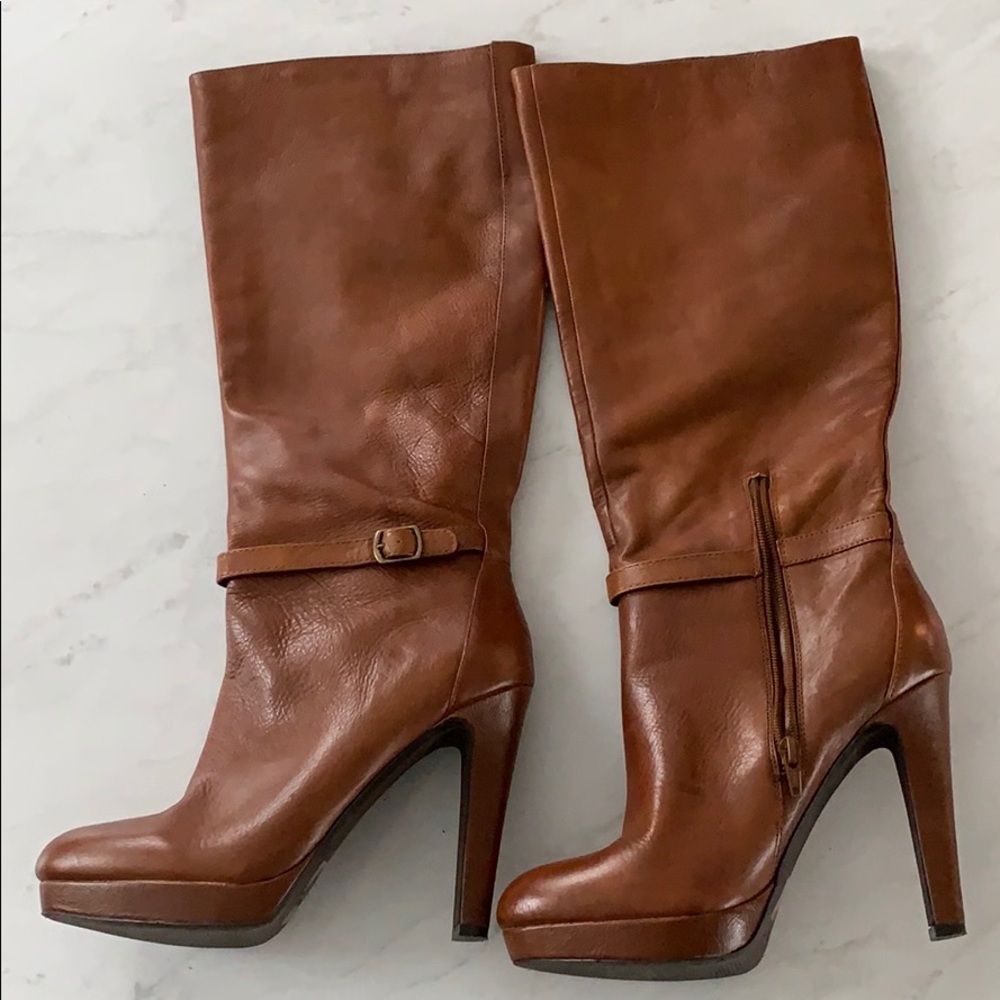 Tan Leather Heeled Boots